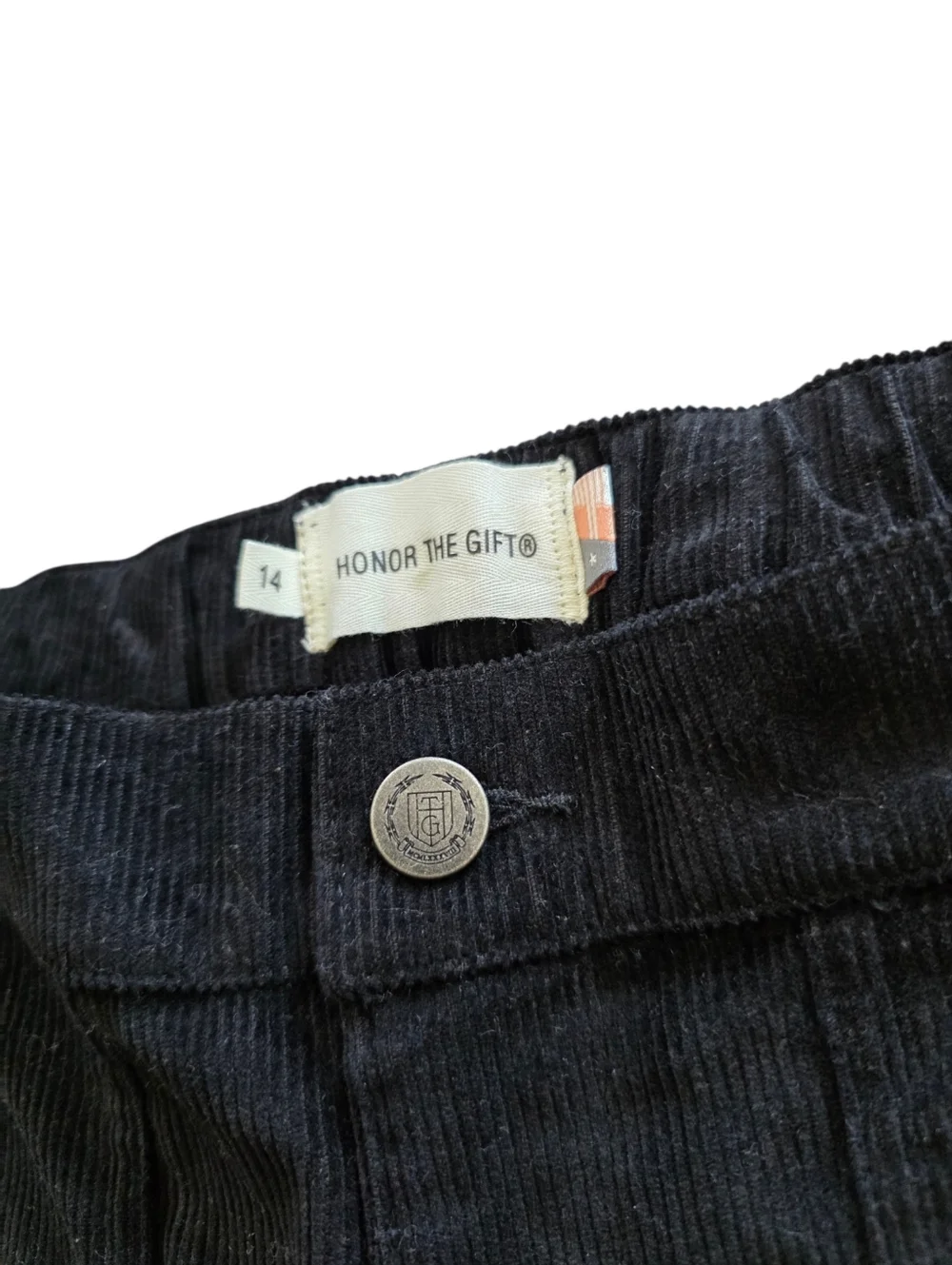 Honor the Gift Black Corduroy Amp'd Chore Workwear Pants Teens 14